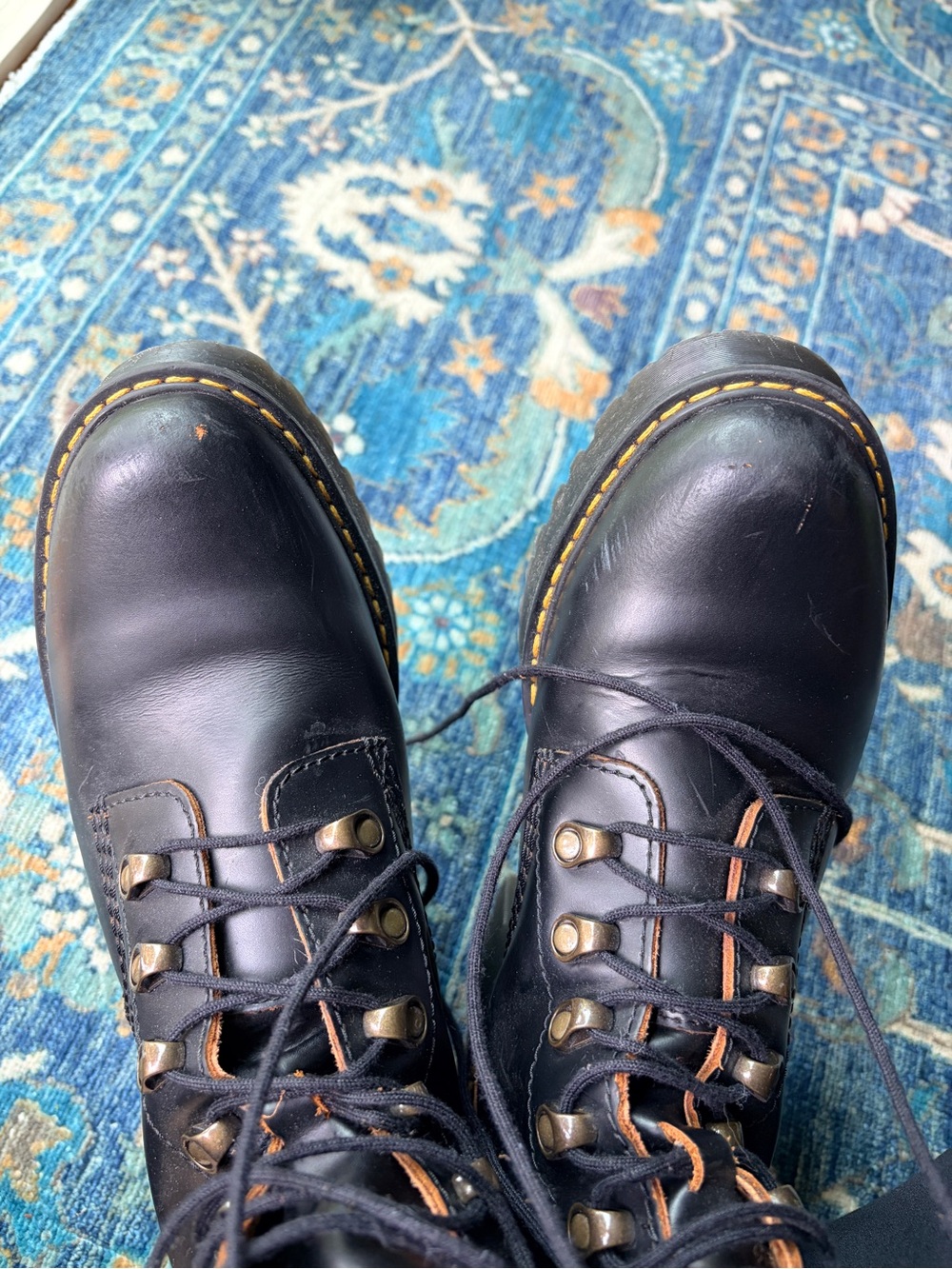 Doc Martins Black Leather Lace-Up Boots Size 7 - Picture 8 of 8
